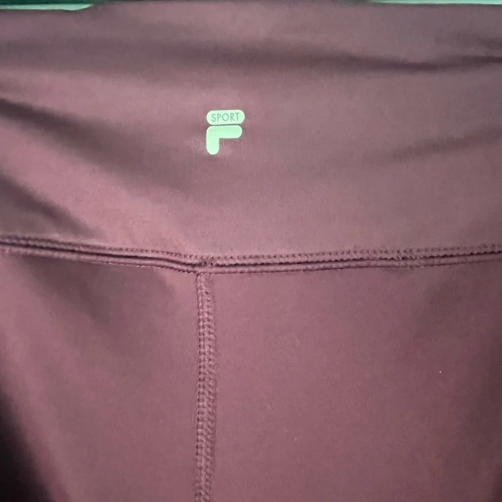 Fila‎ Sport EUC Deep Burgundy Ribbed Activewear Leggings with Pockets, Medium - Picture 3 of 8